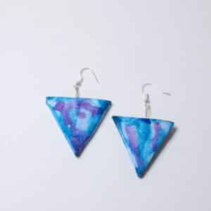 Triangle Blues Hand Sculpted and Painted Lightweight Earrings