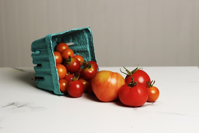 a small bunch of tomatoes from the garden